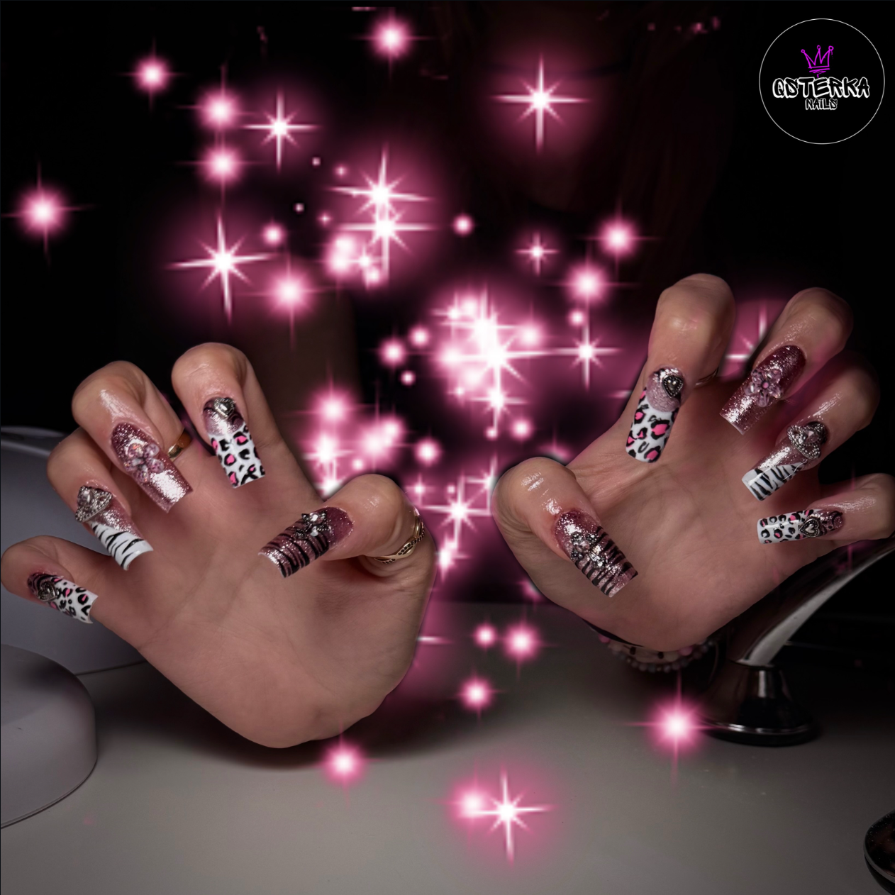 Realizacja Qsterka Nails – black white long